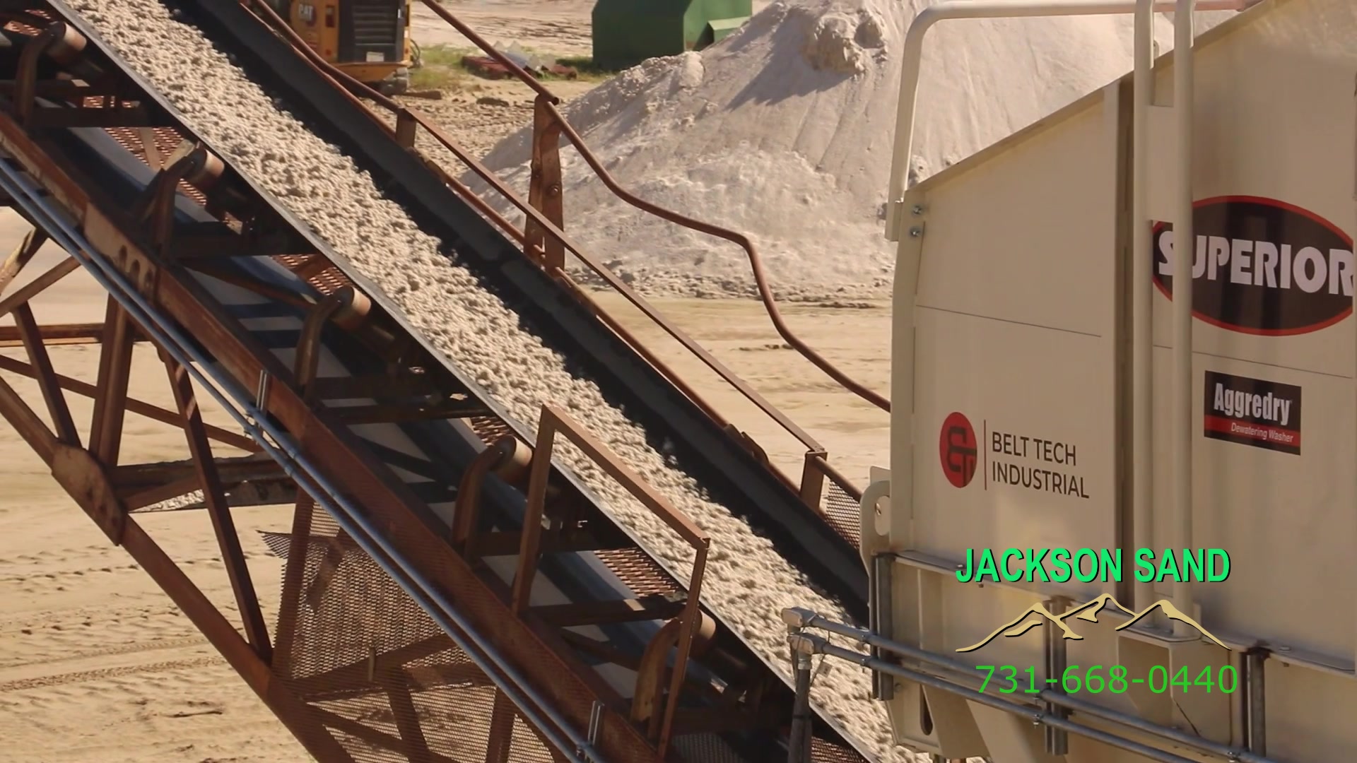 Conveyor carrying sand past the screening plant at Jackson Sand